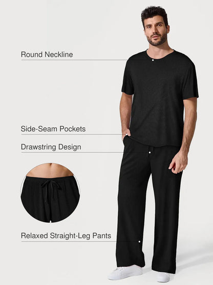 Men's Modal Crew Neck Short Sleeve & Pant PJ Set