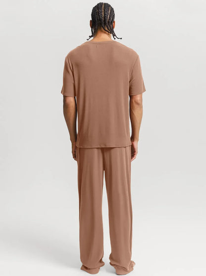 Men's Modal Crew Neck Short Sleeve & Pant PJ Set