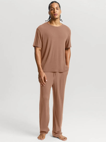 Men's Modal Crew Neck Short Sleeve & Pant PJ Set