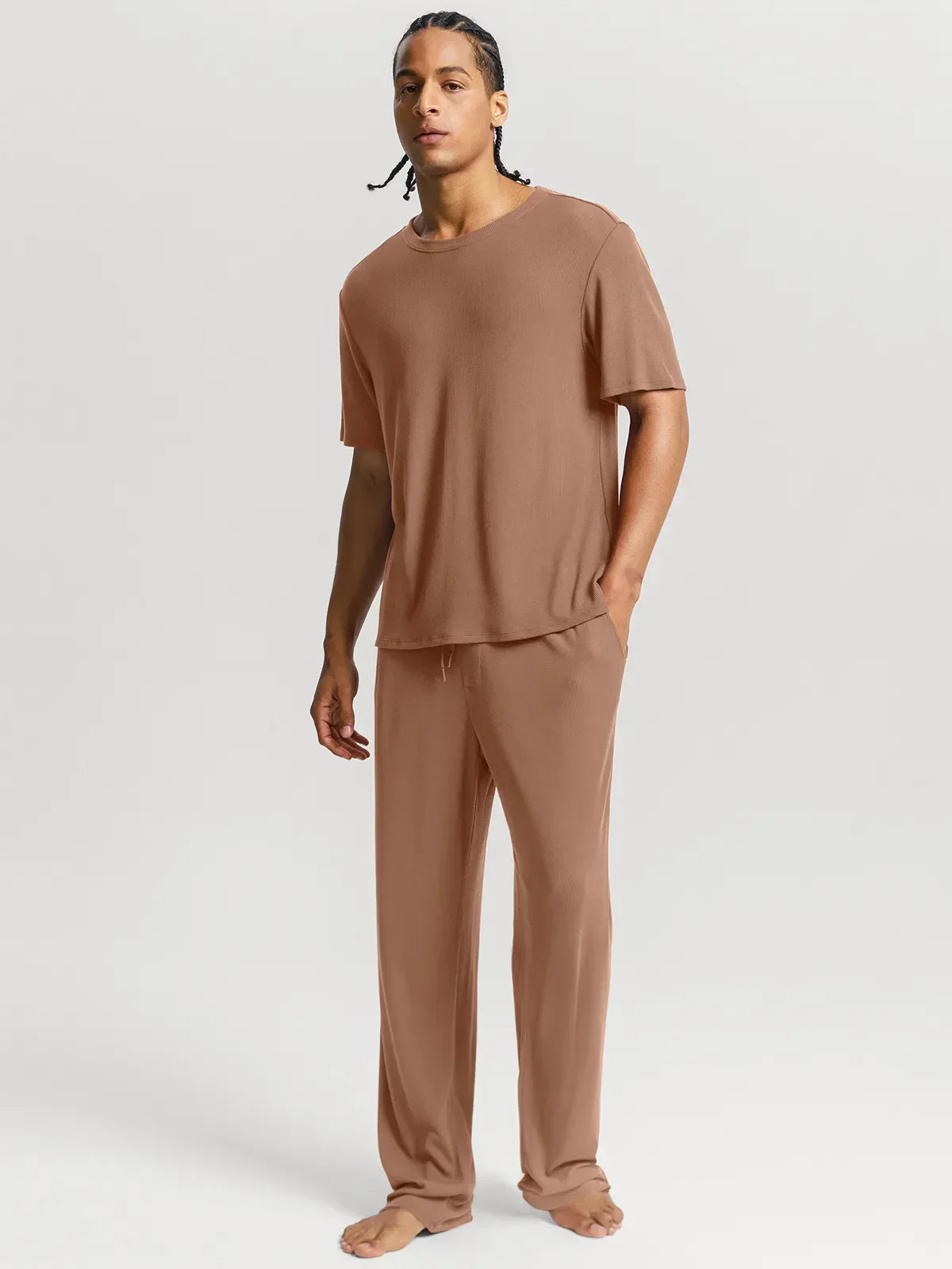 Men's Modal Crew Neck Short Sleeve & Pant PJ Set