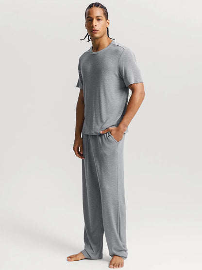 Men's Modal Crew Neck Short Sleeve & Pant PJ Set