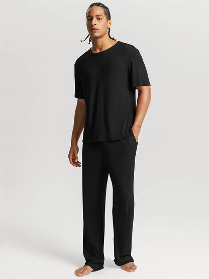 Men's Modal Crew Neck Short Sleeve & Pant PJ Set
