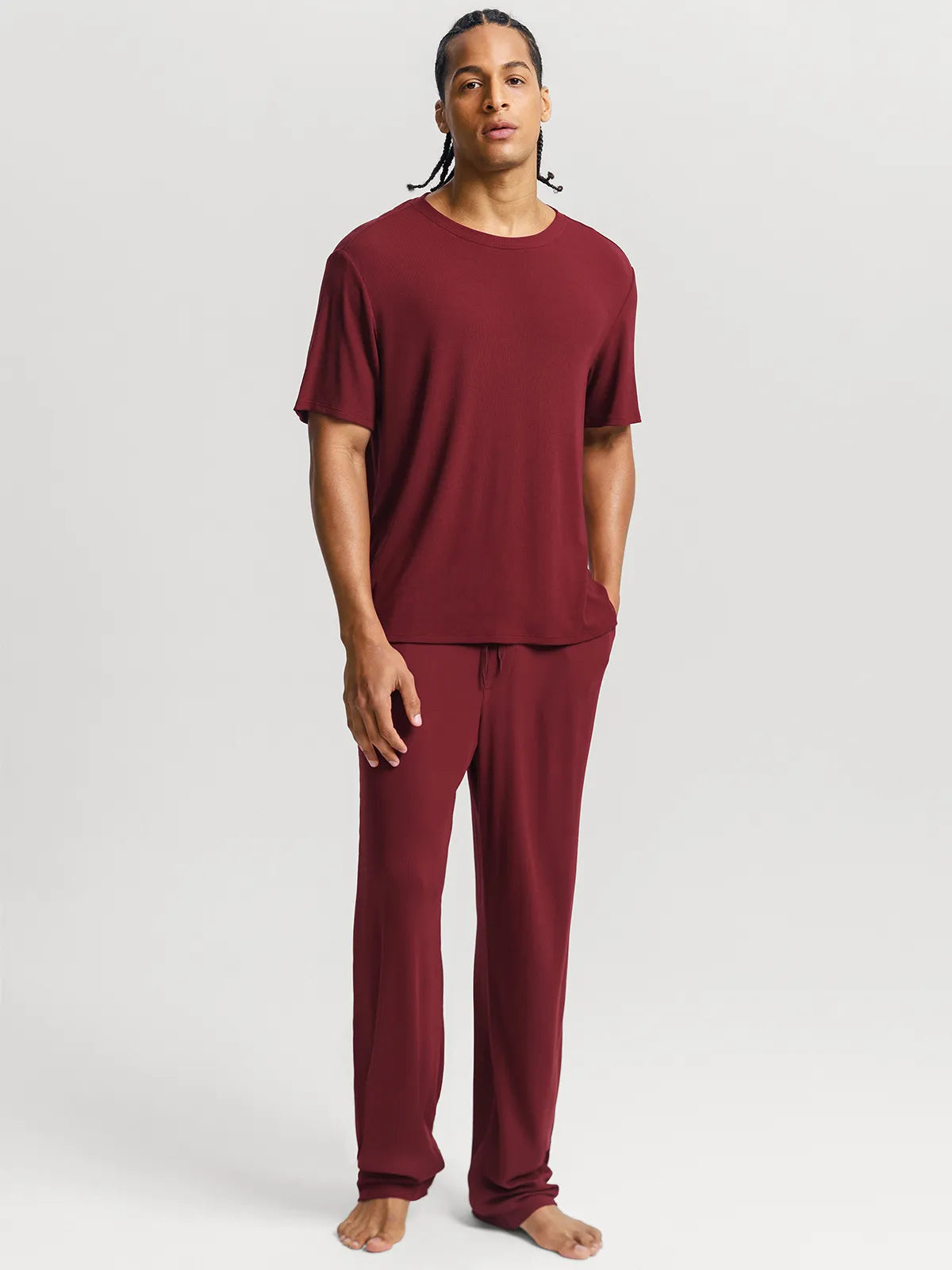 Men's Modal Crew Neck Short Sleeve & Pant PJ Set