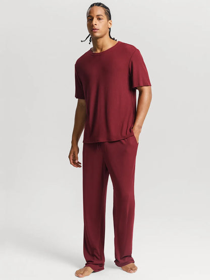 Men's Modal Crew Neck Short Sleeve & Pant PJ Set