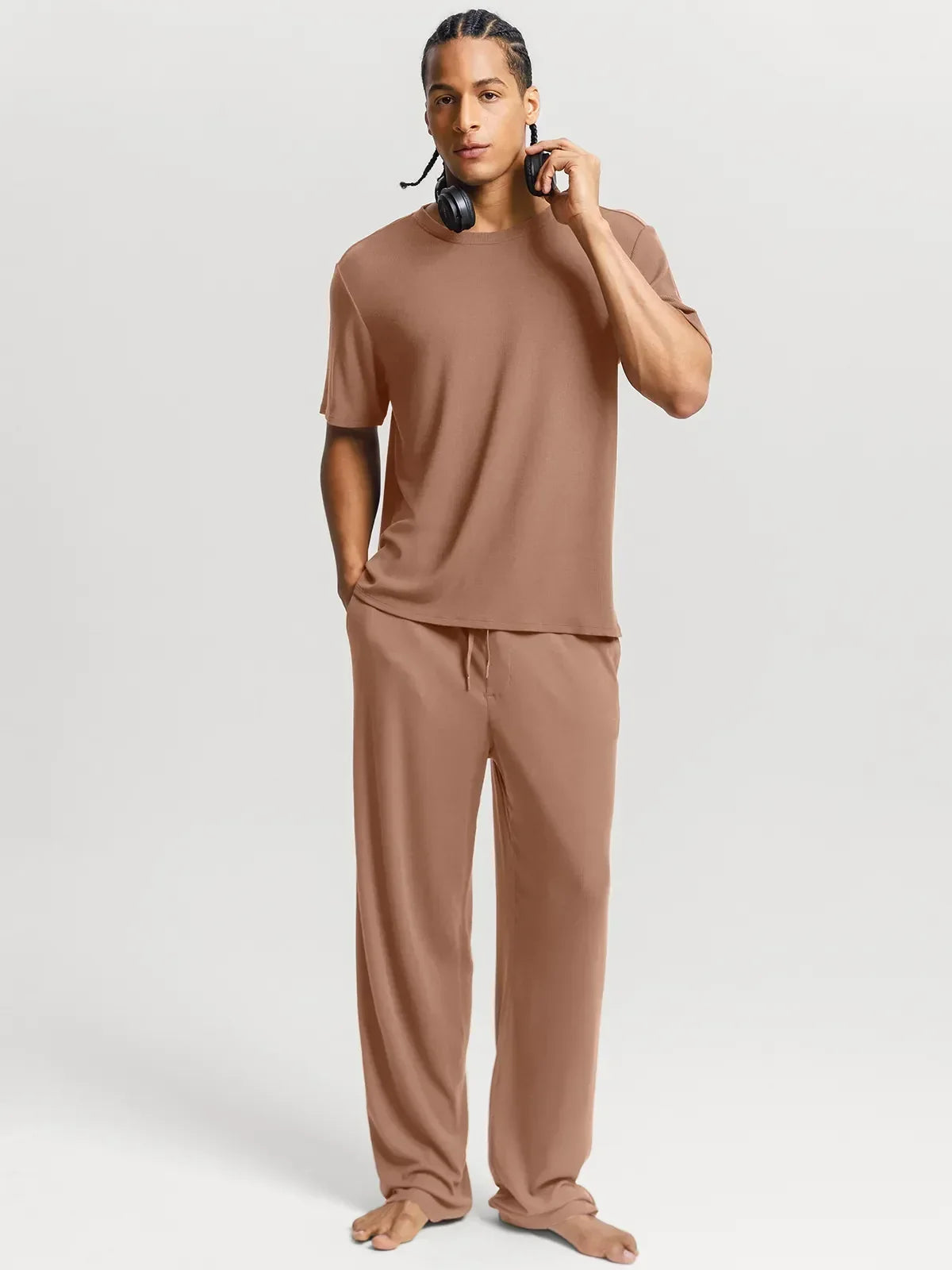 Men's Modal Crew Neck Short Sleeve & Pant PJ Set