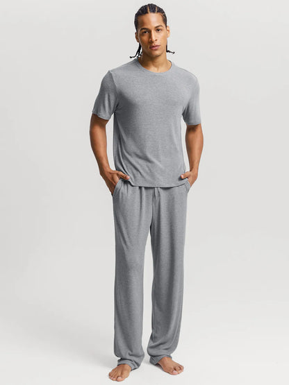Men's Modal Crew Neck Short Sleeve & Pant PJ Set