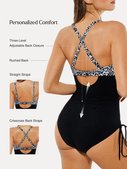 Mesh Inset Tie-Side Sculpting One-Piece Swimsuit