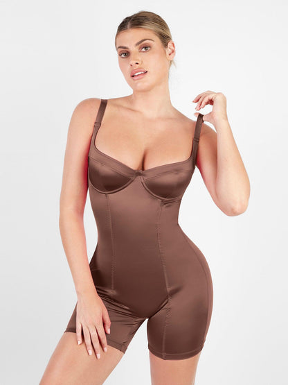 Shapewear Shine Sculpting Mid-Thigh Corset Romper