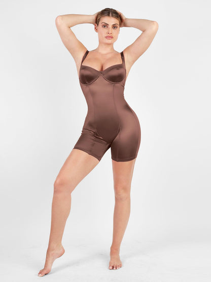 Shapewear Shine Sculpting Mid-Thigh Corset Romper