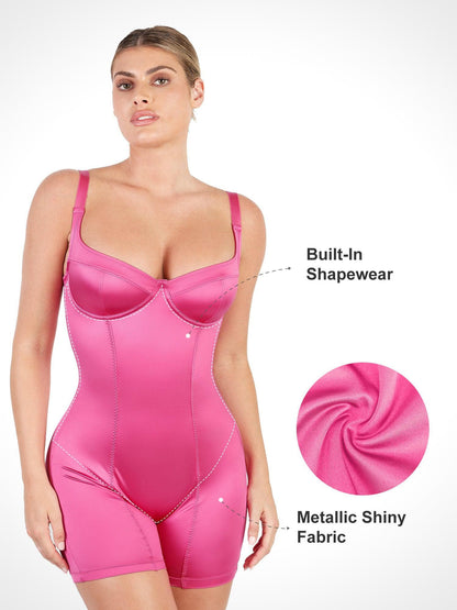 Shapewear Shine Sculpting Mid-Thigh Corset Romper