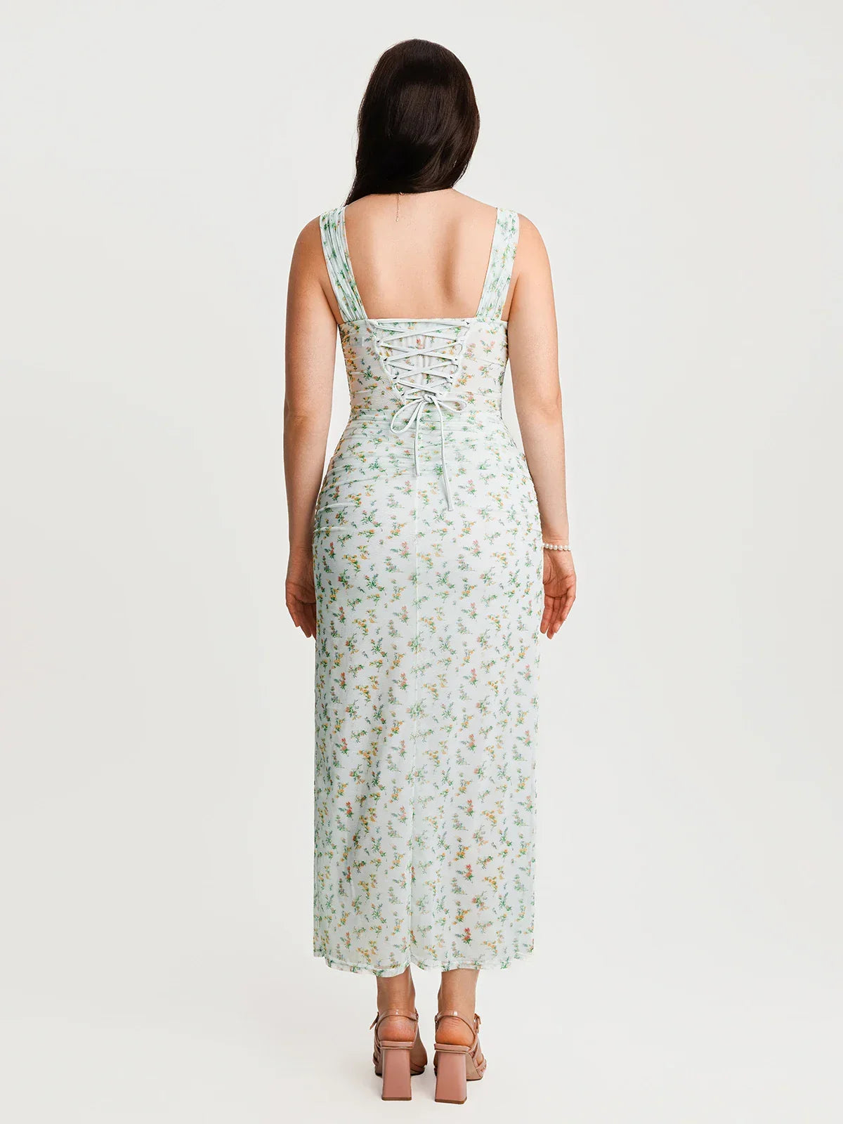 Off-The-Shoulder Sculpting Floral Print Maxi Dress