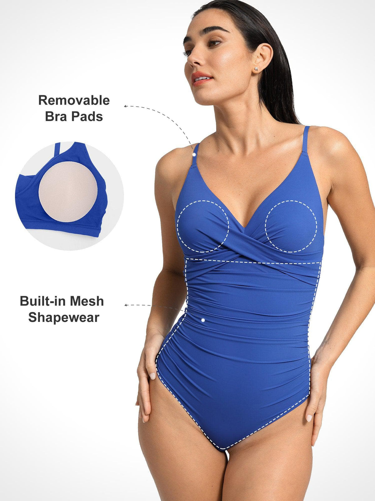 Shapewear Cross-Front Ruched Sculpting One-Piece Swimsuit
