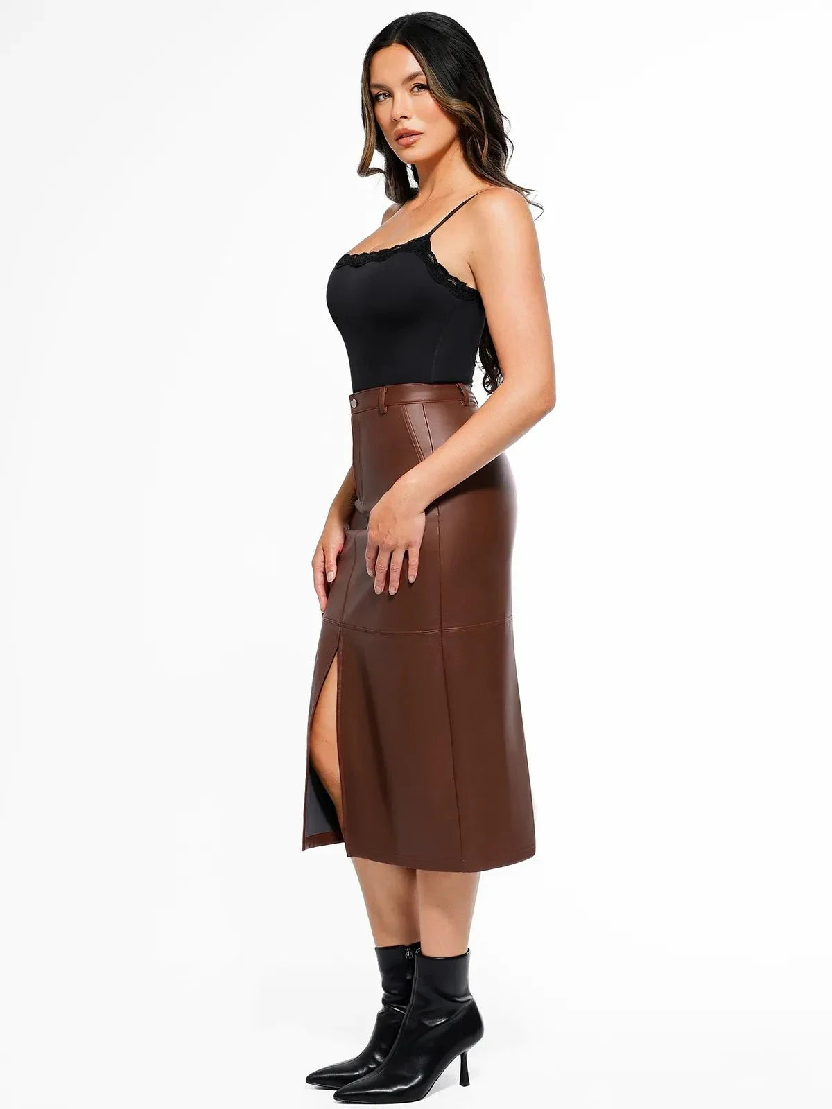 Sculpted Faux Leather Contour Skirt