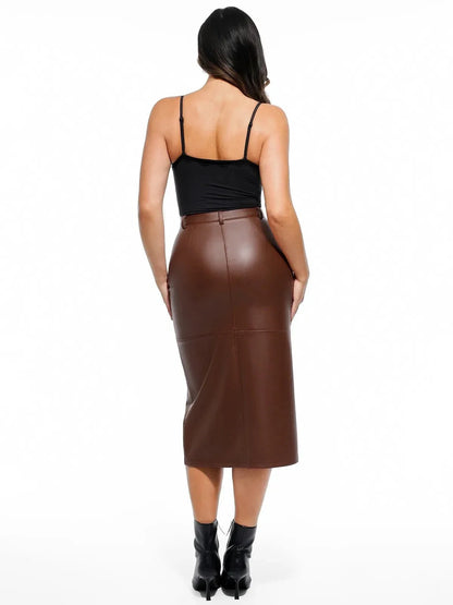 Sculpted Faux Leather Contour Skirt