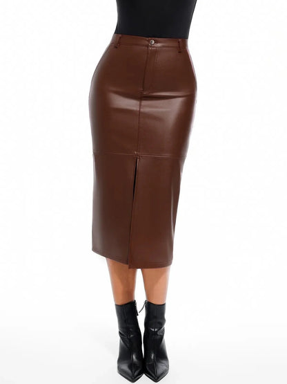 Sculpted Faux Leather Contour Skirt