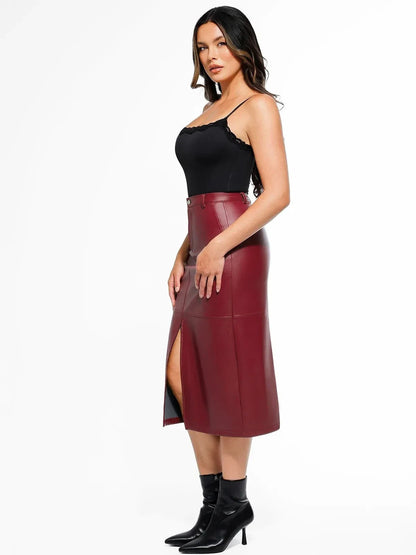 Sculpted Faux Leather Contour Skirt