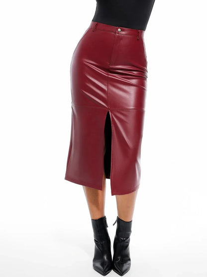 Sculpted Faux Leather Contour Skirt