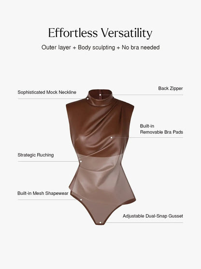 Sculpting 3-in-1 Faux Leather Bodysuit
