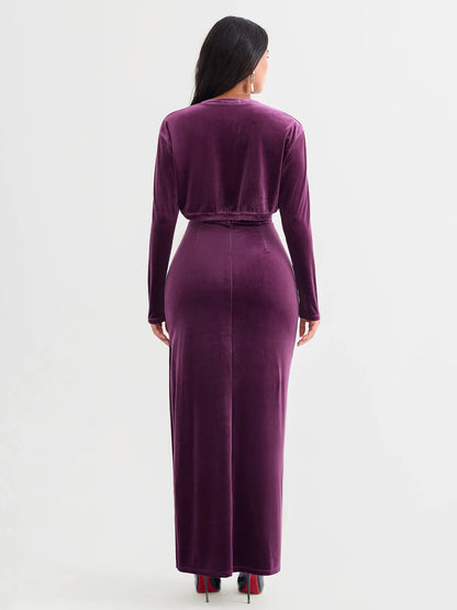 Velvet Long-Sleeve Shrug Bolero
