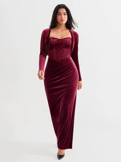 Velvet Long-Sleeve Shrug Bolero