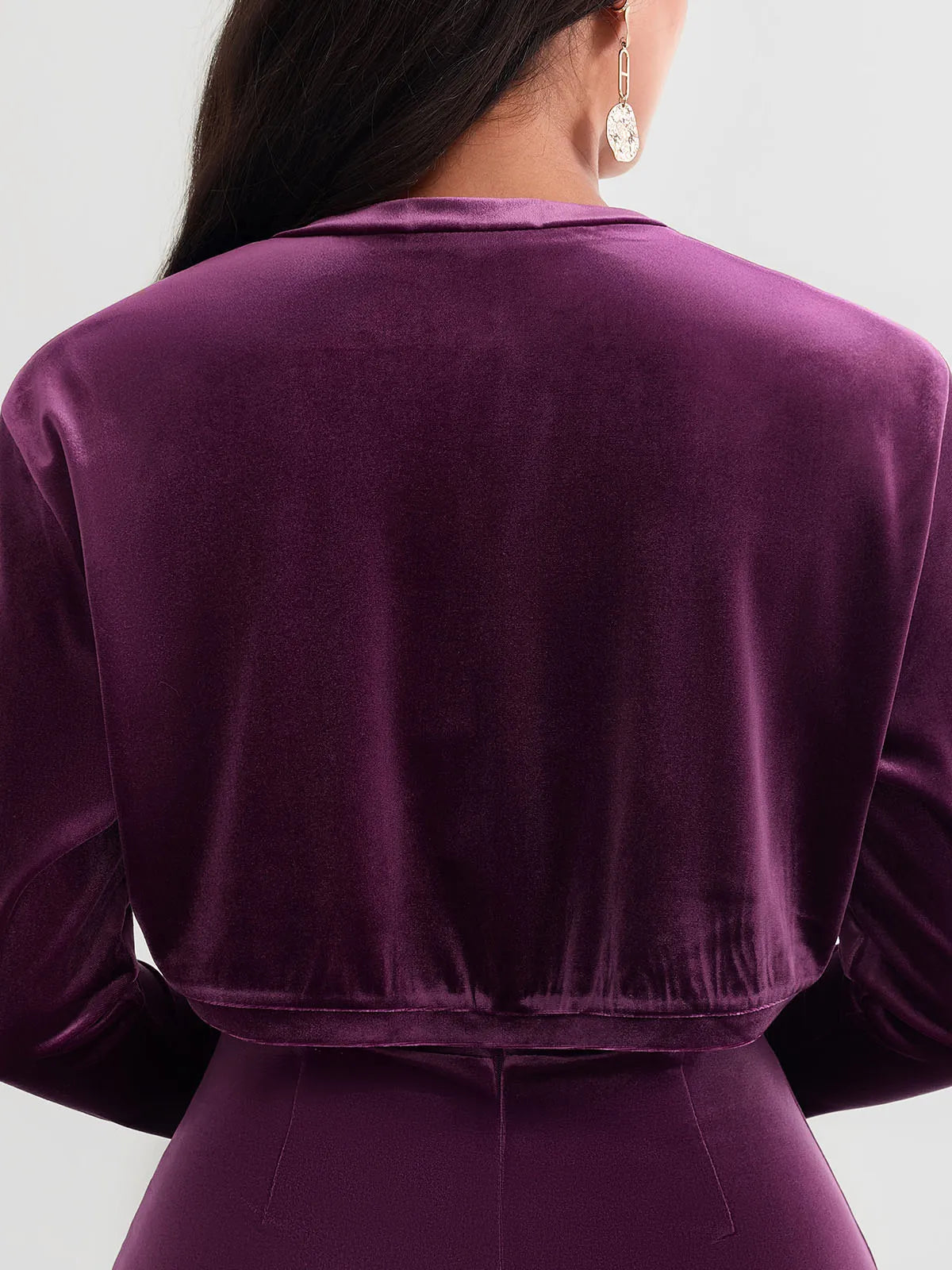 Velvet Long-Sleeve Shrug Bolero