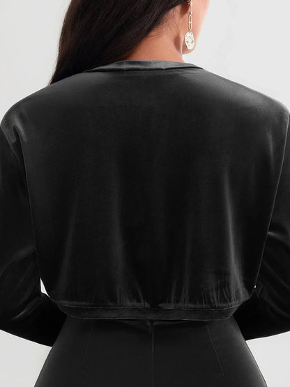 Velvet Long-Sleeve Shrug Bolero