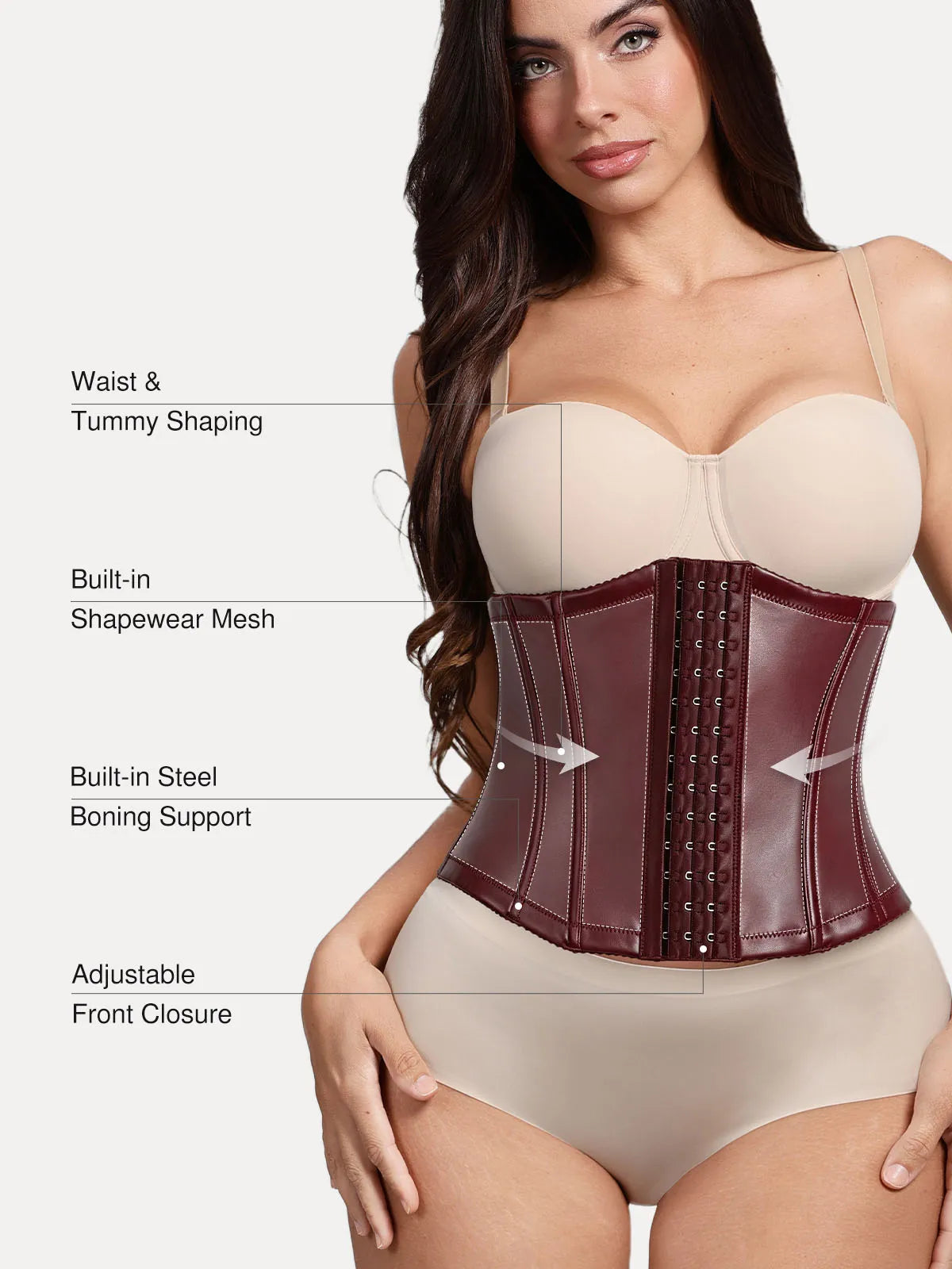 Sculpting Leather Corset Boned Waist Cincher