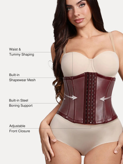Sculpting Leather Corset Boned Waist Cincher