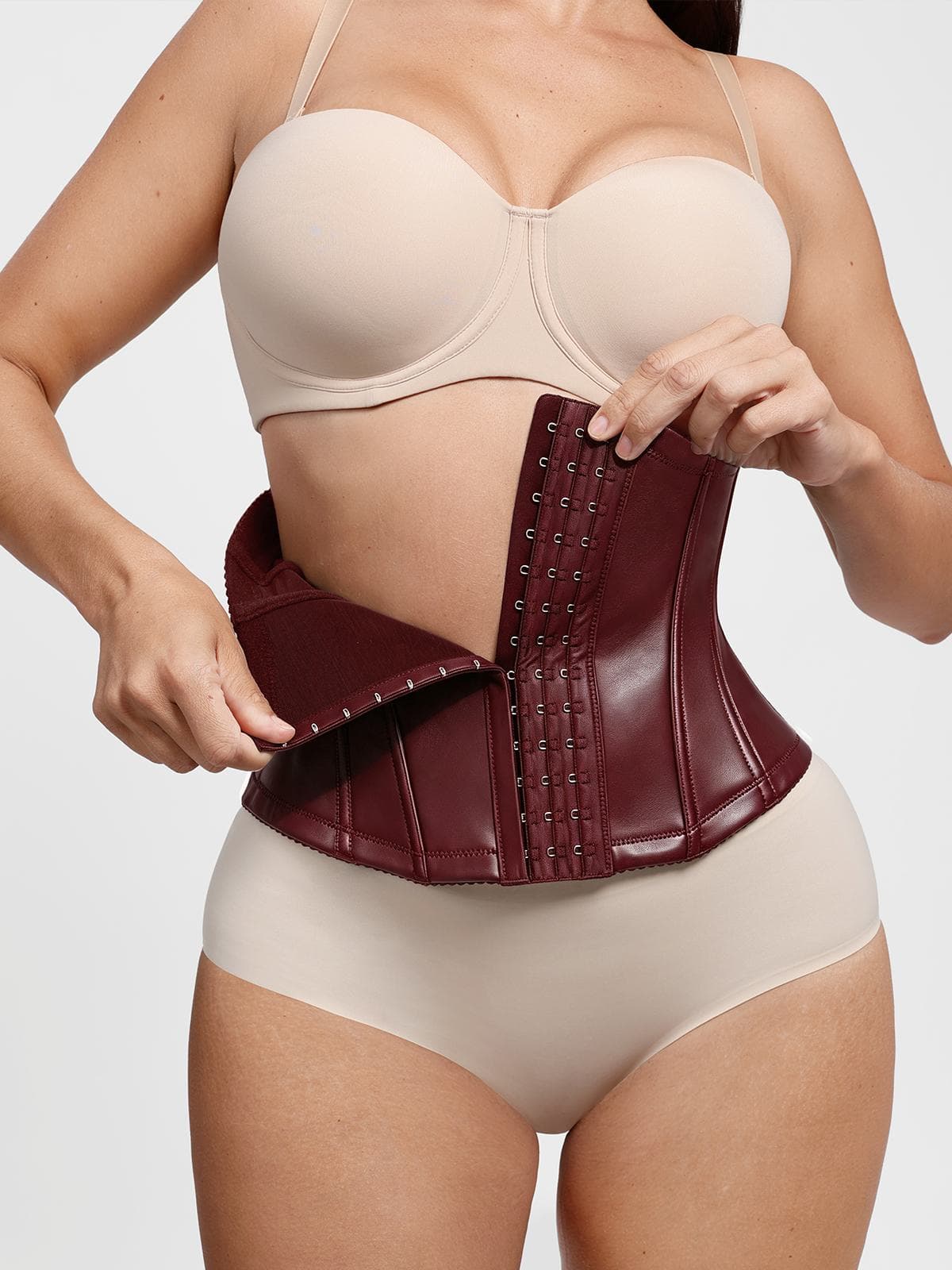 Sculpting Leather Corset Boned Waist Cincher