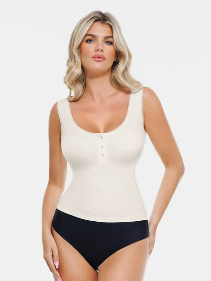 Sculpting Push-Up Square Neck Sleeveless Cami Top with Built-in Bra
