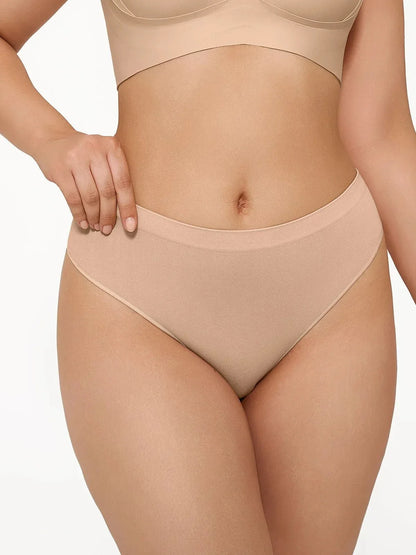 Seamless Solid Mid-Rise Thong Brief