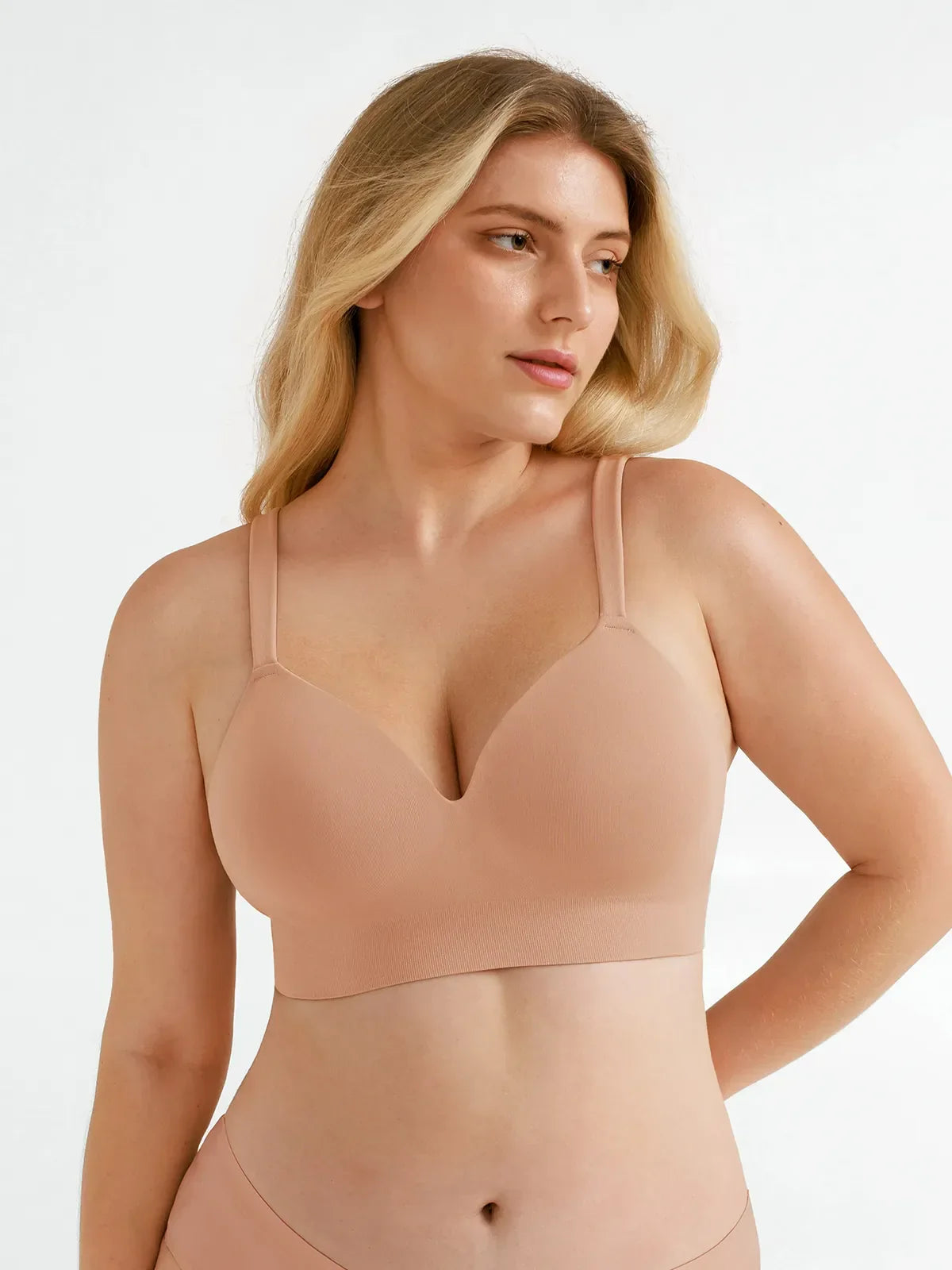 Seamless Wireless Adjustable Wide-Strap T-Shirt Bra