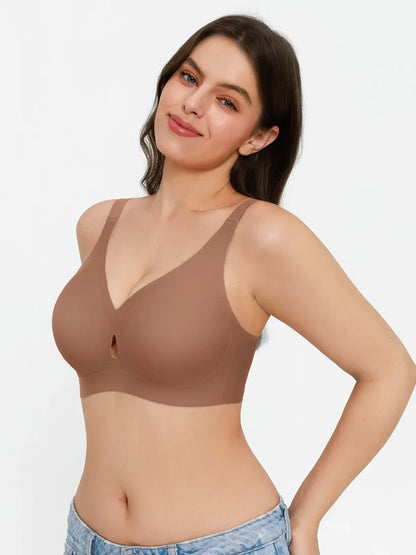 Seamless Wireless Deep V Jelly Contour Support Bra