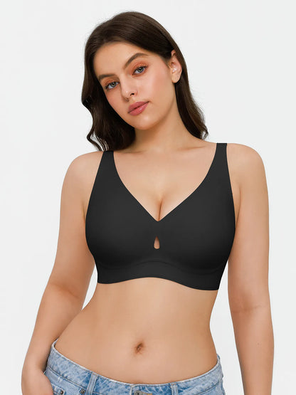 Seamless Wireless Deep V Jelly Contour Support Bra