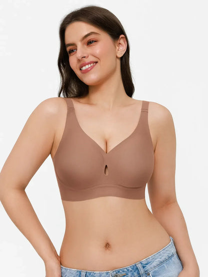 Seamless Wireless Deep V Jelly Contour Support Bra