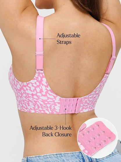 Seamless Wireless Jelly Leopard Contour Minimizer Support Bra
