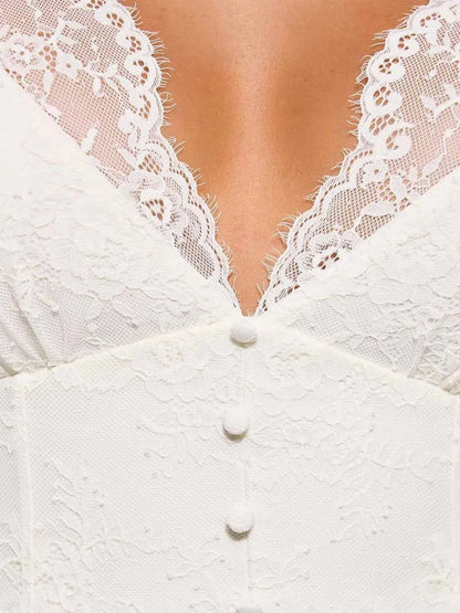Shapewear Boho Floral Lace Front Slit Maxi Dress