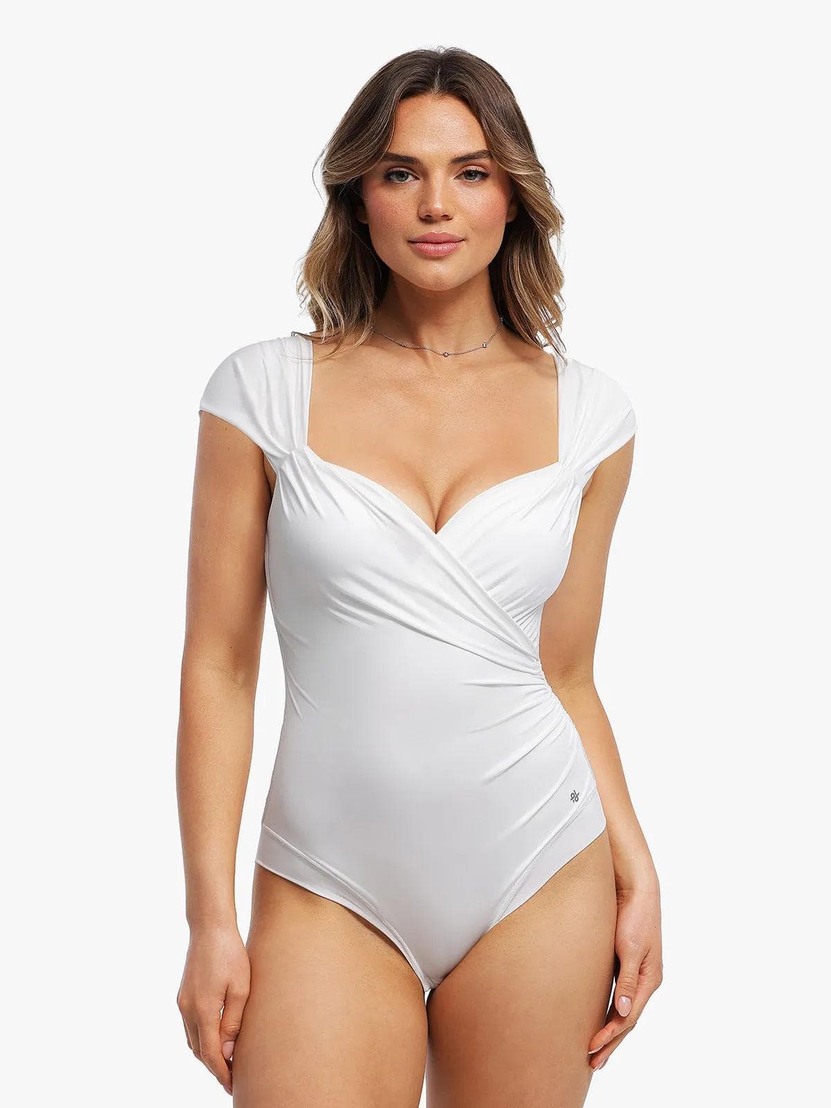 Shapewear Cap Sleeve Bodysuit Lace Fishtail Coverup Skirt Set