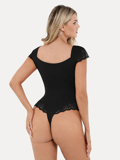 Shapewear Cap Sleeve Lace Cup Slimming Bodysuit