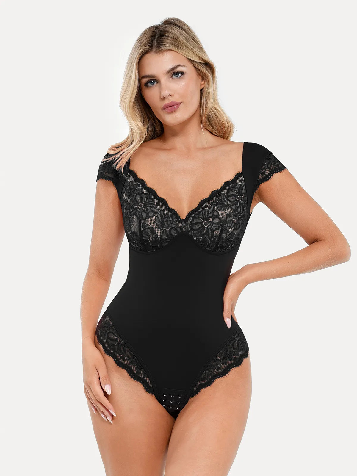 Shapewear Cap Sleeve Lace Cup Slimming Bodysuit