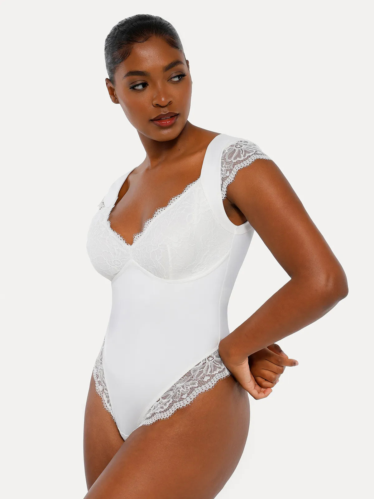 Shapewear Cap Sleeve Lace Cup Slimming Bodysuit