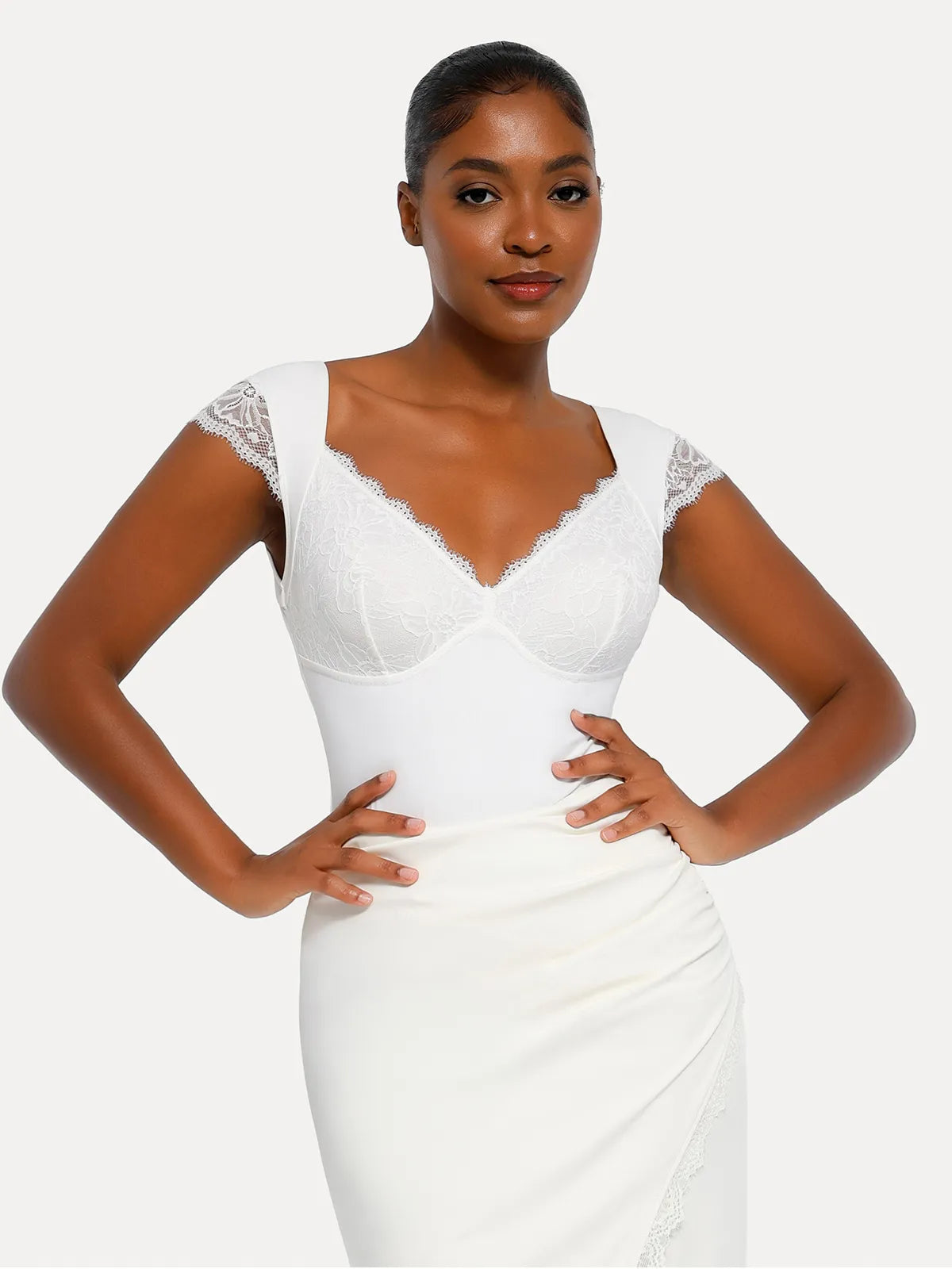 Shapewear Cap Sleeve Lace Cup Slimming Bodysuit