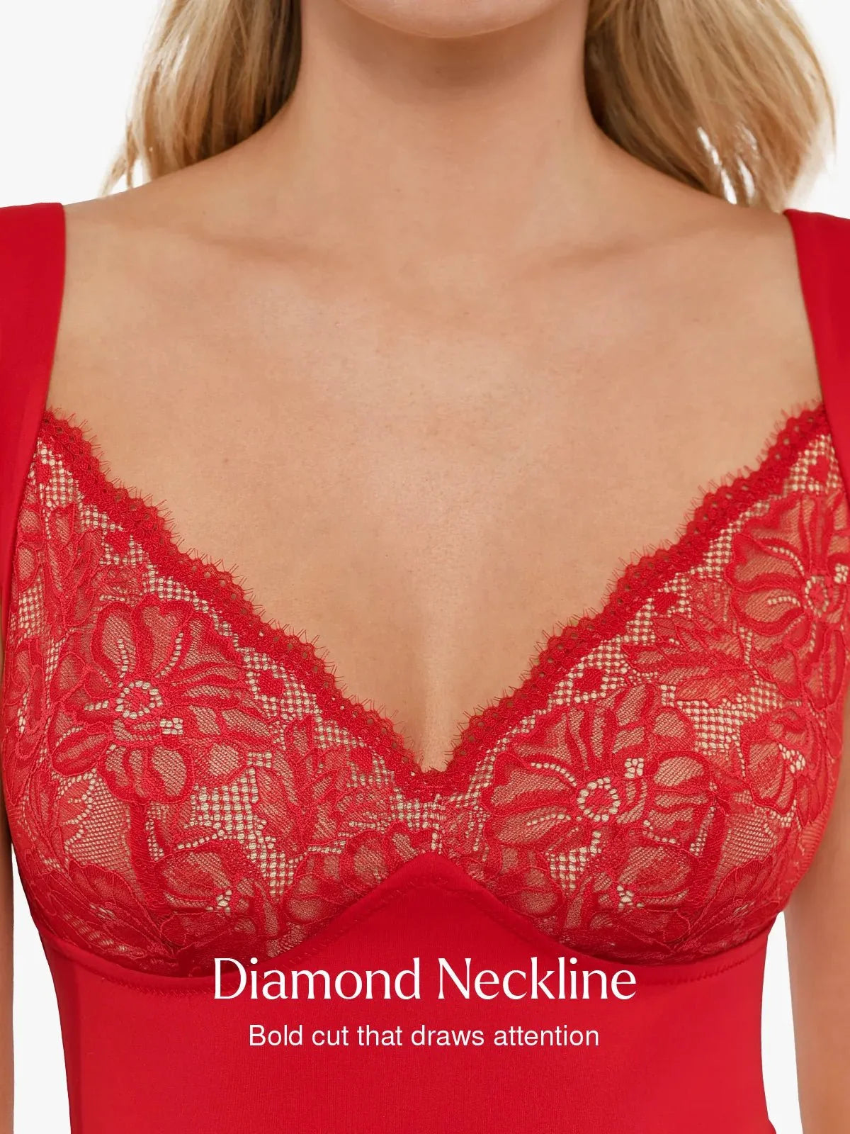 Sexy Shapewear Deep V Cap Sleeve Lace Bodysuit