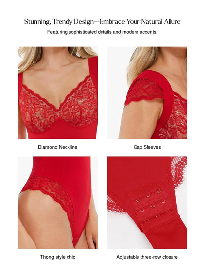 Shapewear Cap Sleeve Lace Cup Slimming Bodysuit