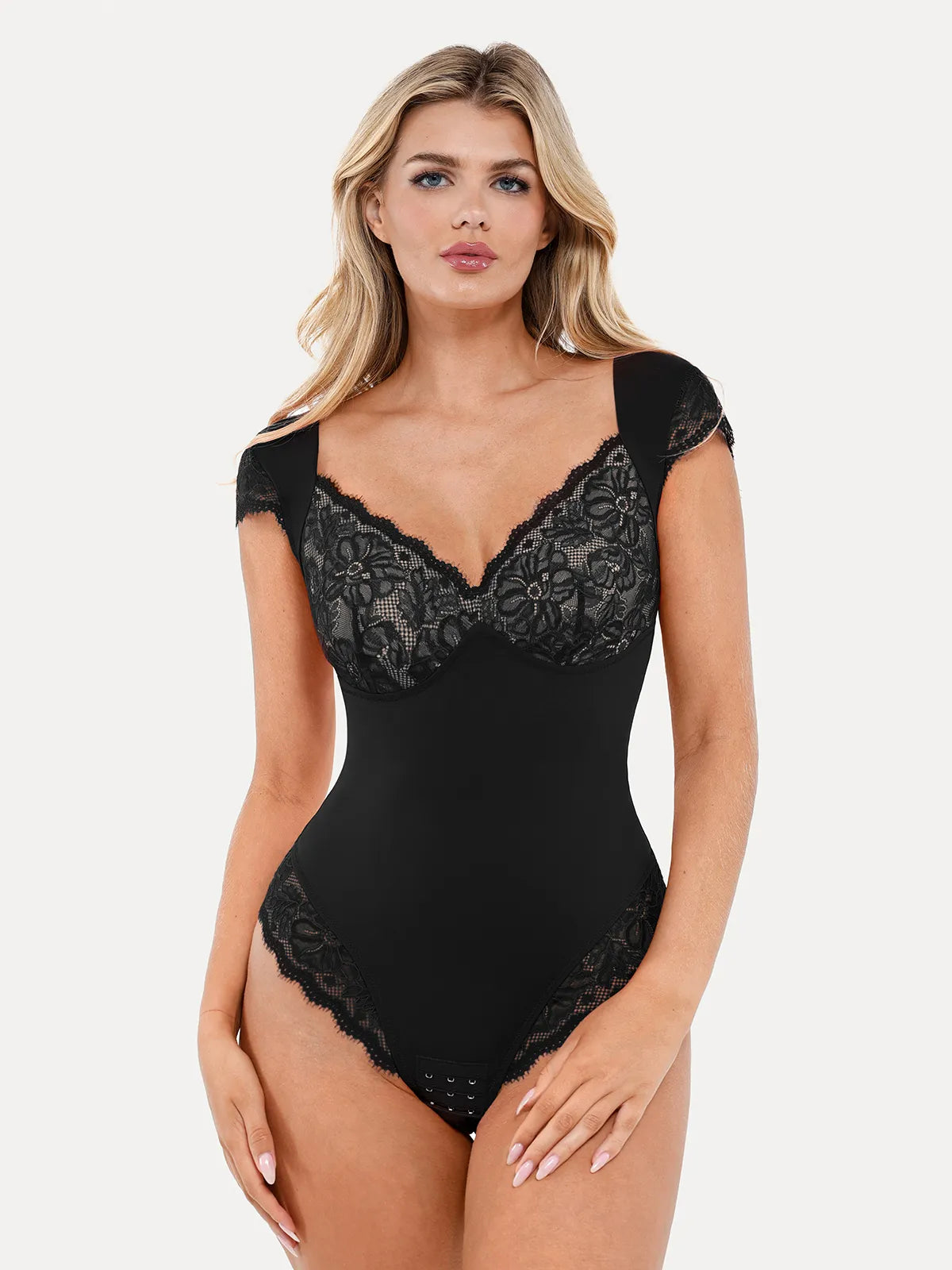 Shapewear Cap Sleeve Lace Cup Slimming Bodysuit