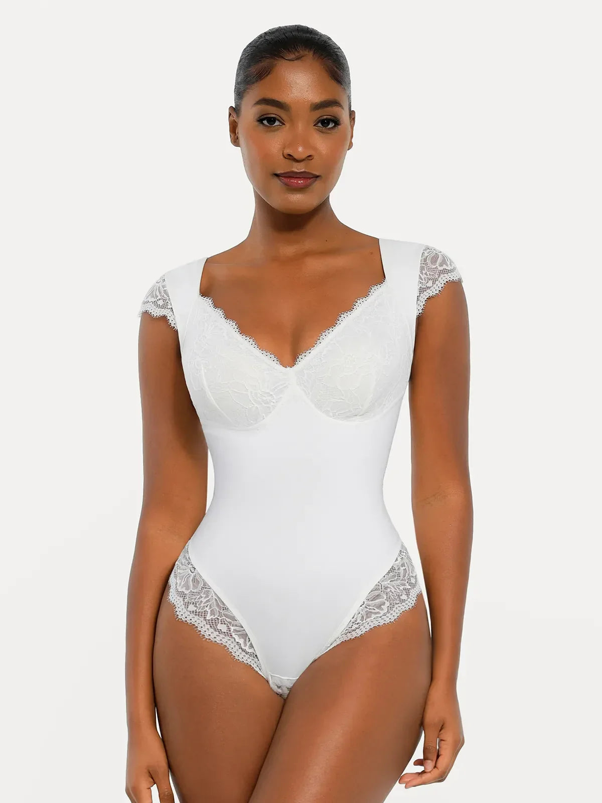 Shapewear Cap Sleeve Lace Cup Slimming Bodysuit