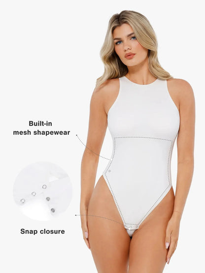 Shapewear Round Neck Sleeveless Cutaway Bodysuit