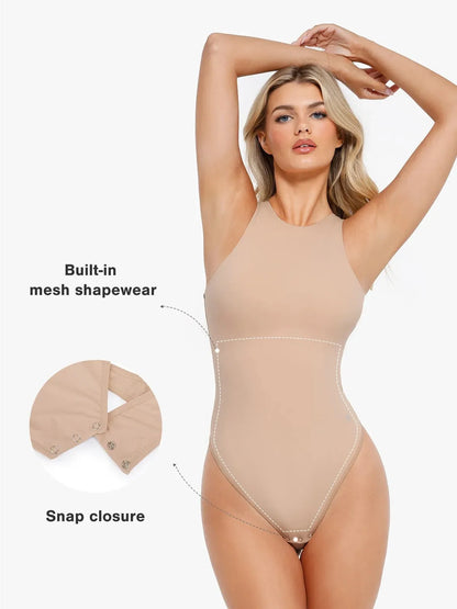 Shapewear Round Neck Sleeveless Cutaway Bodysuit