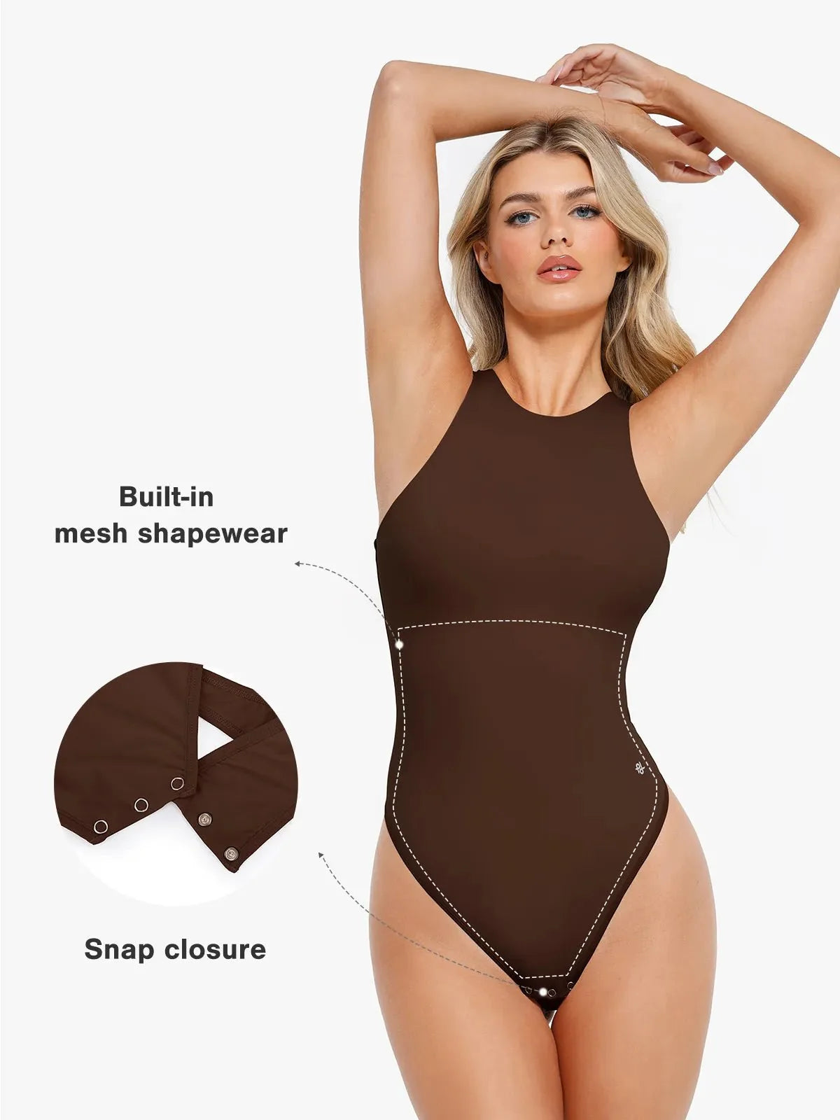 Shapewear Round Neck Sleeveless Cutaway Bodysuit