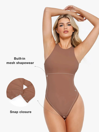 Shapewear Round Neck Sleeveless Cutaway Bodysuit